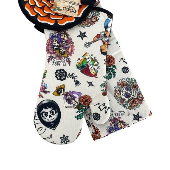Disney Store Disney Pixar Coco Kitchen Dish Towel Potholder Oven Mitt Set - Picture 5 of 9